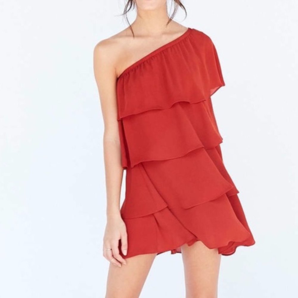 Alice & Olivia UO Iseult Tiered Mini Dress Orange Size M